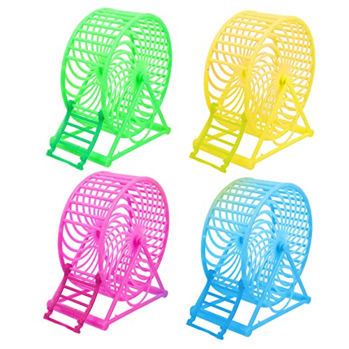 Toddmomy Hamsterrad 4 Stück für Kleine Tiere Laufrad aus Sicherem Material Verstellbarer Stand Transparent Spielzeug für Hamster und Meerschweinchen von Toddmomy