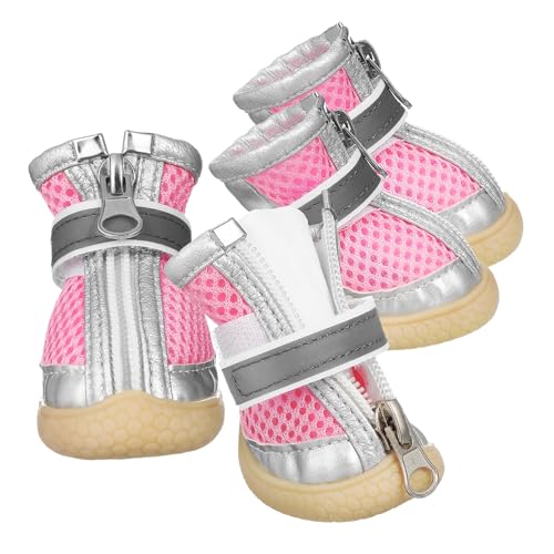 Toddmomy 4Stücke Hundeschuhe Für Kleine rutschfeste Outdoor Haustierschuhe Mit Reflektierenden Riemen Pfotenschützende Mesh Für Heiße Oberflächen von Toddmomy