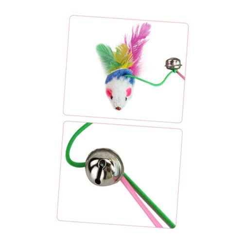 Toddmomy 5 Stück Bunte Plüsch mäuse mit Glocke Interaktives Katzenspielzeug Lebendige Teaser Sticks für Katzen und Kätzchen Fördert Aktivität und Bindung Farblich Sortiert Zufällige Farbe von Toddmomy