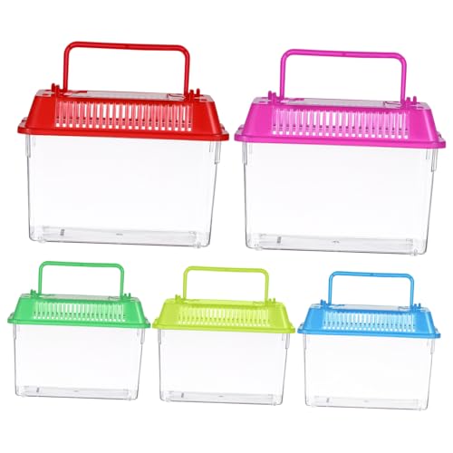 Toddmomy 5 Stück Handheld Aquarium Box für Reptilien Fische Kunststoff Futterbox mit Bunten Deckeln für Schildkröten Spinnen Schlangen und von Toddmomy