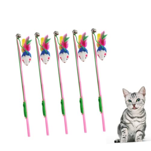 Toddmomy 5 Stück Teiliges Bunte Plüsch mäuse mit Glöckchen Katzen spielmäuse Interaktives Katzenspielzeug Lebensecht für Katzen und Kätzchen Training und Beschäftigung Zufällige Farbe von Toddmomy