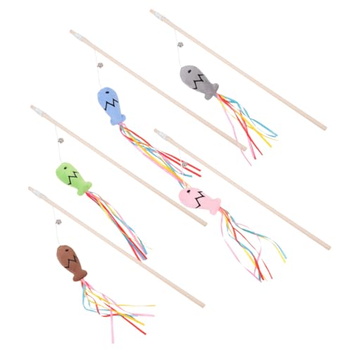 Toddmomy 5stücke Katzenangel Spielzeug Mit Bunten Bändern Und Fischform Interaktives Katzenspielzeug Für Kätzchen Und Katzen Sicheres Und Tragbares Trainingsspielzeug Für Haustiere von Toddmomy