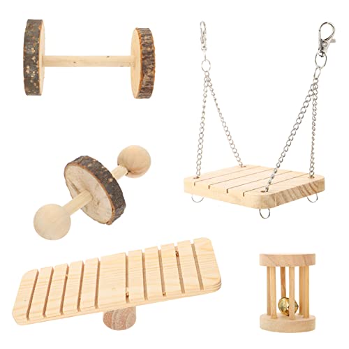 Toddmomy 5Stücke Holzspielzeug Für Hamster Und Meerschweinchen Kauspielzeug Für Kleintiere Hamsterkäfigzubehör Aus Natürlichem Holz Für Zahnpflege Und Spielspaß von Toddmomy