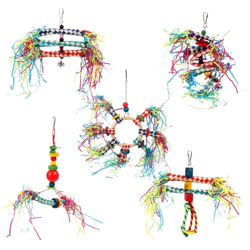 Toddmomy 5stücke Papageien Spielzeug Teiliges Woven Kauspielzeug Für Vögel Mit Buntem Design Für Käfige Spielzeit Fördert Klettern Nagen Geeignet Für Wellensittiche Papageien von Toddmomy