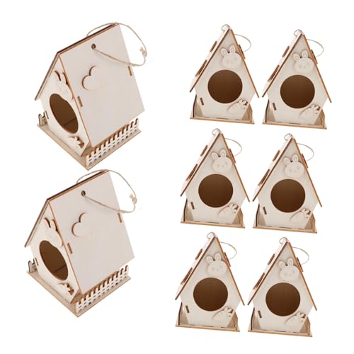 Toddmomy 8 Stück Teiliges DIY Holz Vogelhaus Bastelset für Naturbelassen zum Bemalen und Gestalten Kreatives Nistkasten Bastelkit für Jungen und Mädchen Kinderfreundliches Vogelhaus von Toddmomy