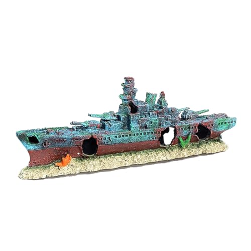 Toddmomy Aquarium Schiffswrack Deko aus Harz Authentisches Versunkenes Schiffsornament mit Feiner Textur Dekorative Unterwasserlandschaft Fischversteck für Süß Salzwasserbecken Interaktive von Toddmomy