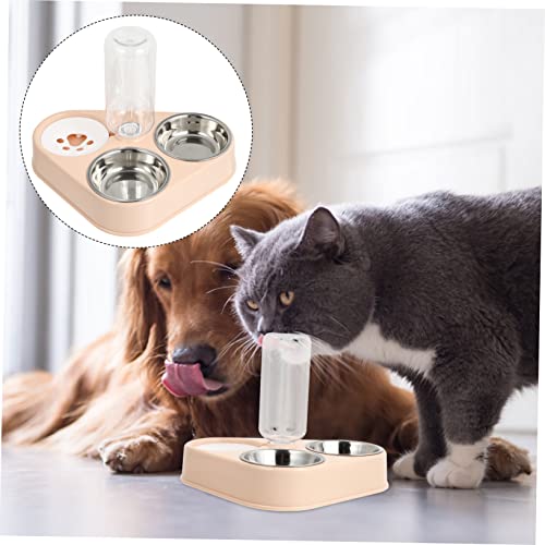 Toddmomy Automatischer Haustier Wasserspender mit Edelstahlnäpfen rutschfest Fassungsvermögen Auslaufsicher Leicht zu Reinigen für Katzen und Kleine Hunde von Toddmomy