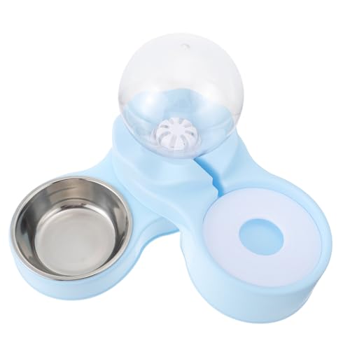 Toddmomy Automatischer Katzentrinkbrunnen mit Edelstahlnapf Großer Wasserspeicher rutschfest Hygienisch Auslaufsicher für Sauberes Trinken und Bequeme Fütterung Junger Katzen von Toddmomy
