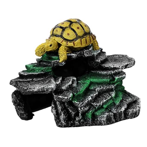 Toddmomy Dekoration für Schildkrötenpanzer Aquarium Backenplattform Felsen Steine ​​für Schildkrötenbecken Zubehör für Geckobecken Reptiliengestein Turtle Panzerzubehör Harz Black von Toddmomy