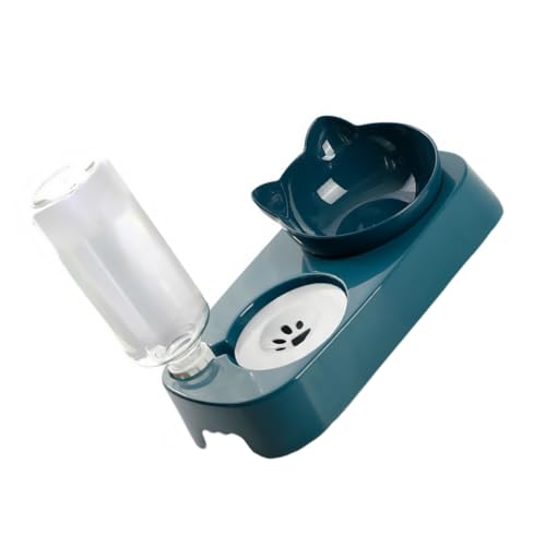 Toddmomy Erhöhte Automatische Trink Futternapf Katze mit Halschutz Kippsicherer Wasserspender für Kätzchen Langsamer Futternapf gegen Verschlucken Blau Lebensmittelecht Praktisches von Toddmomy