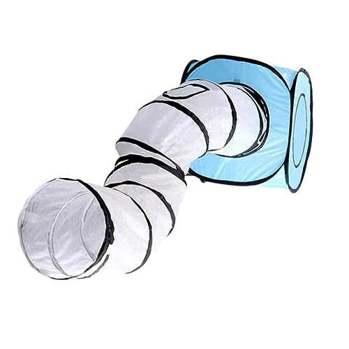 Toddmomy Faltbarer Katzentunnel S Form Blau Interaktives mit Modischem Streifen Design Installieren Platzsparend für Drinnen und Draußen von Toddmomy