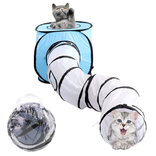 Toddmomy Faltbarer S förmiger Katzentunnel Interaktiver Rascheltunnel für Katzen und Kätzchen Platzsparend Langlebig Kreatives Katzenspielzeug in Blau von Toddmomy