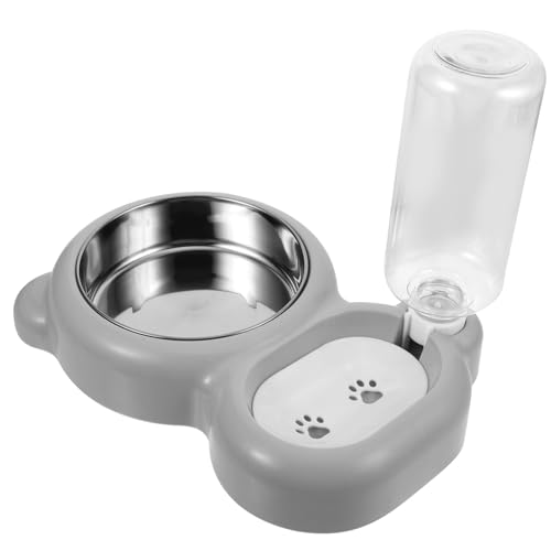 Toddmomy Futternapf für Haustiere automatische Zuführung züchten Katzenfutter Katzennäpfe Katzenwasserschale Automatischer Wasserspender Heimtierbedarf Rostfreier Grau von Toddmomy