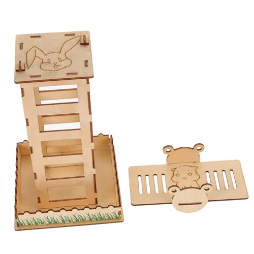 Toddmomy Getreideschale Hase Kaninchen Heufütterung Futterspender Gestell Bunny Feeding Station Heufütterer für Haustiere Fressgitter für Haustiere Pet Bunny Feeder hölzern von Toddmomy