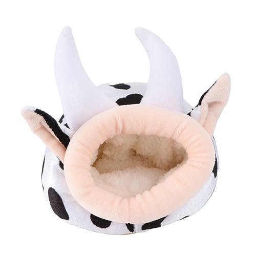 Toddmomy Großes Langlebiges Hamsterbett Kuhform Warmes Waschbares Plüschnest für Kleintiere Gemütliches Nest für Winter Atmungsaktiv und Komfortabel für Hamster Meerschweinchen und von Toddmomy