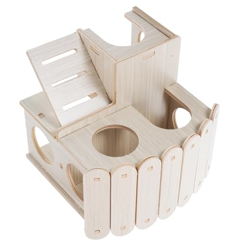 Toddmomy Hamster Holzhaus Kleintier Versteck aus Umweltfreundlichem Holz Abnehmbar und Leicht zu Reinigen Villaförmiges Nagerhaus für Hamster Chinchilla und Kleine Haustiere Dekoratives von Toddmomy