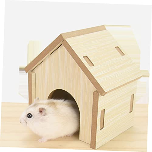 Toddmomy Hamster Holzhaus aus Natürlichem Holz Stabiles Nagerversteck und Schlafhaus für Kleine Haustiere Multifunktional als Spiel und Kauhaus DIY Bemalbar Geeignet für Hamster Käfig von Toddmomy