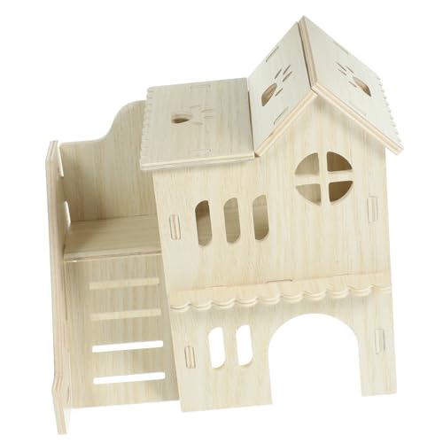 Toddmomy Hamster Versteck aus Echtem Holz mit Rampe Mehrkammeriges Kleintierhaus für Meerschweinchen Kaninchen und Ratten Natürliches Geruchsfreies Holzhaus als Gemütliches Nest und von Toddmomy