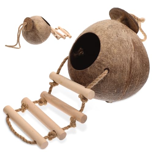 Toddmomy Hamster Versteckhaus aus Kokosnussschale mit Leiterdesign Dekoratives Kletternest für Kleintiere Gemütliches Hängendes Nest für Hamster und Zwerghamster Toddmomy Hamster Versteckhaus aus Kokosnussschale mit Leiterdesign Dekoratives Kletternest für Kleintiere Gemütliches Hängendes Nest für Hamster und Zwerghamster von Toddmomy