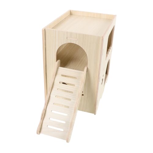 Toddmomy Hamsterhütte Aus Massivholz Guinea Drinnen Hängematte Käfig Schildkröte Nest Multi Fallen Haustier Plüsch Protokoll Streifenhörnchen Mini Rennmaus Versteckt Beige von Toddmomy