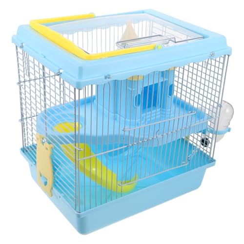 Toddmomy Hamsterkäfig mit Schloss-Design Kleintierkäfig mit Rutsche Laufrad Trinkflasche und Futternapf Interaktives Hamster-gehege für Zwerghamster und Rennmäuse von Toddmomy