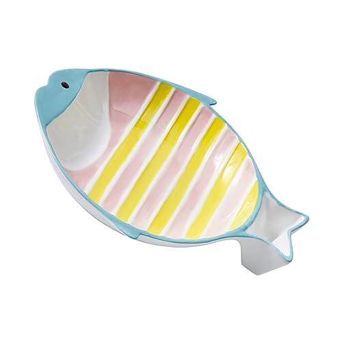 Toddmomy Haushaltskatzenschüssel aus Keramik Multifunktionale Wasserschale im Fischdesign für Katzen rutschfeste Fressnäpfe für Nassfutter zu Reinigen von Toddmomy