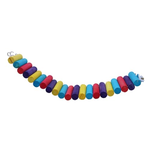 Toddmomy Haustier Holzleiter für Hamster und Papageien Farbenfrohe Kletterbrücke aus Ungiftigem Naturholz für Kleintiere Flexible Konstruktion mit Festen Haken von Toddmomy