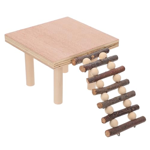 Toddmomy Holz Hamster kletterplattform mit Leiter Natürlicher Spielplatz für Kleintiere Stabile Holzetage als Hamsterkäfig zubehör Fördert Bewegung und Gleichgewicht Geeignet für von Toddmomy