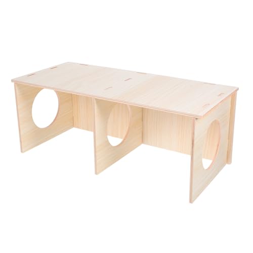 Toddmomy Holz Hamsterhaus mit Mehrkammer Versteck Abnehmbarer Tunnel Stilvolles Kleintierhaus für Hamster Mäuse und Kleine Haustiere Gemütliches Rückzugsgebiet Einfach Zusammenbaubar von Toddmomy
