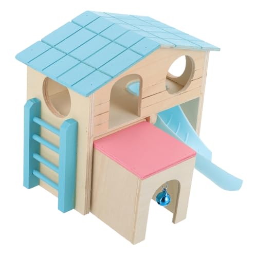 Toddmomy Hamster Spielhaus mit Rutsche Holz Spielzeug für Kleintiere Hamsterversteck mit Leiter und Spielplatz für Meerschweinchen und Zwerghamster von Toddmomy