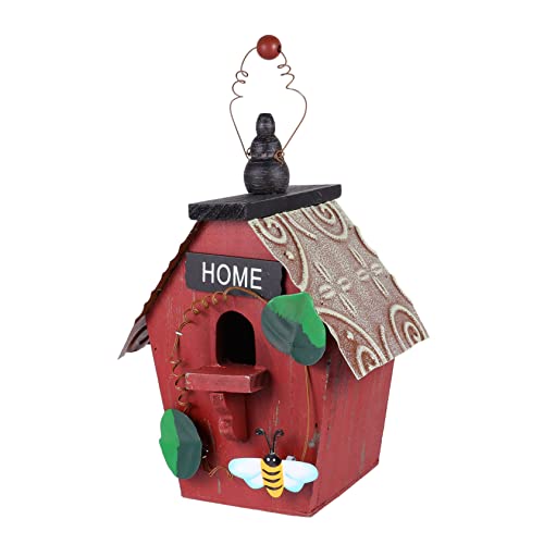 Toddmomy Holz Vogelhaus Anhänger im Landhausstil Dekoratives Vogel Nest für Garten Hängendes Ornament aus Holz für Vogelbeobachtung und Kreative Raumgestaltung von Toddmomy
