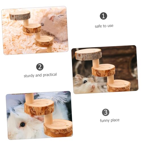 Toddmomy Holzleiter für Kleintiere Stufige Kletterleiter aus Natürlichem Holz Sicheres Hamster und Meerschweinchen zur Balanceförderung und Krallenpflege für Papageienkäfig und Nagerspaß von Toddmomy