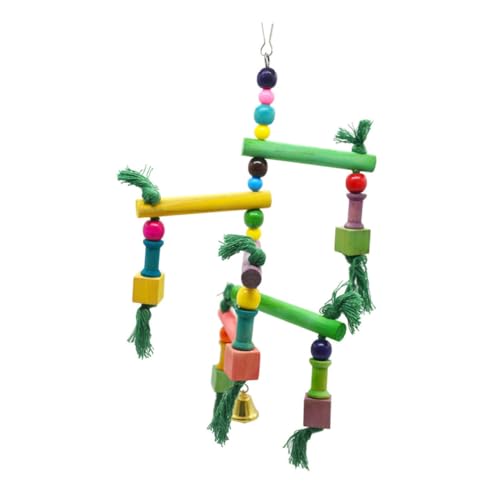 Toddmomy Holzleiter mit Schaukel Lustiges Kletterspielzeug für Wellensittiche Nymphensittiche und Kleine Vögel Sicheres Praktisches Vogel klettergerüst zur Beschäftigung Zufällige Farbe von Toddmomy