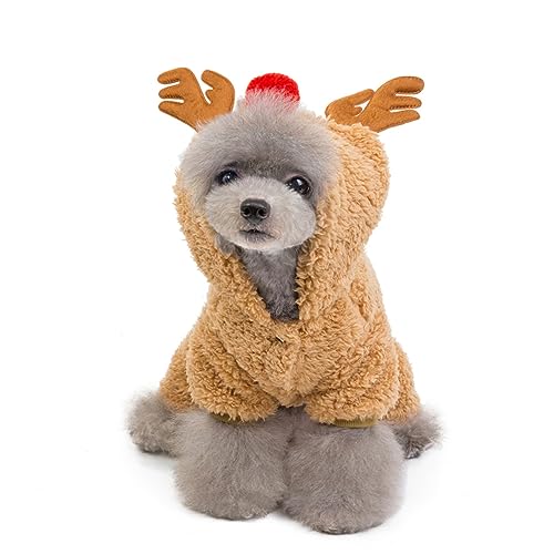 Toddmomy Hunde Winterkostüm Hundeoutfits für Welpen-Hoodie Santa Hundekostüm tatsächl joggingleine joggen Kleidung Winterkostüm für Haustiere Party-Hundetuch -Hund Weihnachtshirsch von Toddmomy