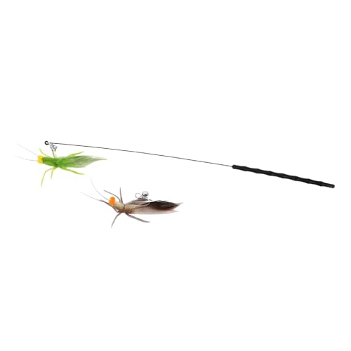 Toddmomy Interaktiver Katzenangel mit Realistischem Heuschrecken-Design Flexibles Material mit Glöckchen Kompakt für Indoor-Spiel und Reise von Toddmomy