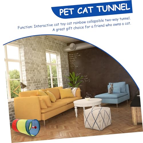 Toddmomy Interaktiver Katzentunnel mit Glocke Faltbarer Rainbow Pet Tunnel für Wohnungskatzen Rascheltunnel gegen Langeweile Spielerisches Katzenspielzeug für Drinnen und Unterwegs von Toddmomy