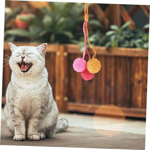 Toddmomy Interaktives Katzenspielzeug Sisalball Hängend Langlebig Krallenwetzen Kätzchen und Katzen Indoor Spielball und Orange von Toddmomy