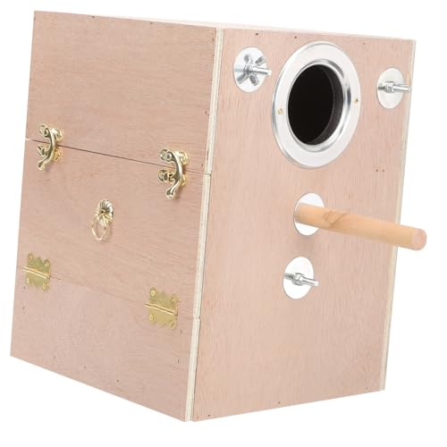 Toddmomy Kasten Papageien Zuchtbox Garten Vogelhaus Verschachtelung Vogelhaus Für Garten Papageien Paarungshaus Garten Nisthaus Nest Sittichbedarf Sittiche Vogelhäuser Seilenhaus Hölzern von Toddmomy