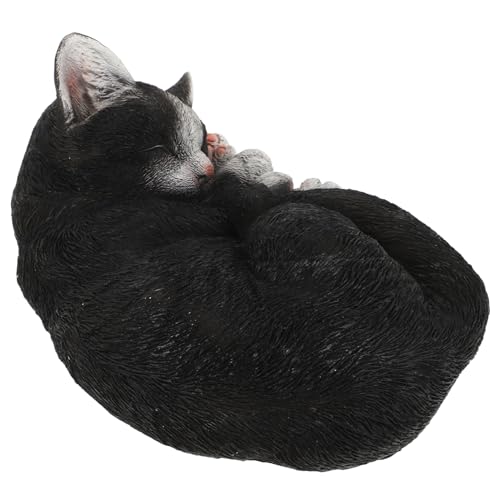 Toddmomy Katzenornament Gartenkatzenstatue Kunstharz Niedliche Katzenskulptur für Garten und Terrasse Dekorative Schlafkatze als Gartendeko für Innenhof von Toddmomy