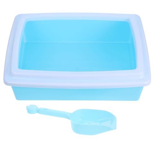 Toddmomy Katzenstreu Box mit Spritzschutz Tragbare Halbgeschlossene Katzentoilette aus Kunststoff Offenes Design Schaufel für Kätzchen und Kleine Haustiere von Toddmomy