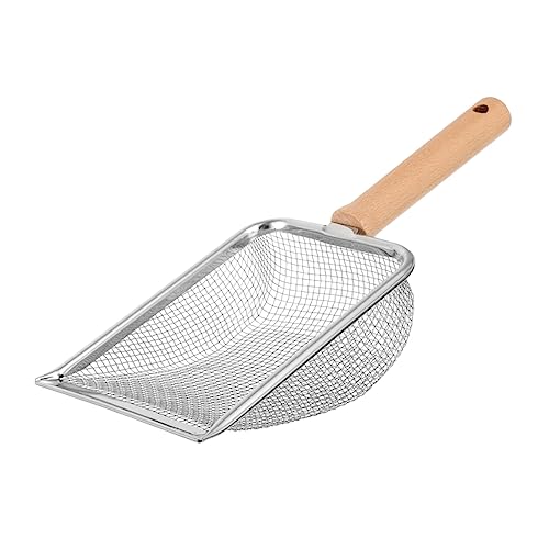 Toddmomy Katzenstreuschaufel mit Holzgriff Feines Maschensieb Ergonomisch Große Kapazität Langlebig Präzise für Katzenklo und Reptilienstreu Staubfrei Leicht und Robust von Toddmomy