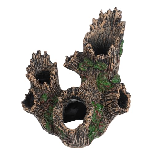 Toddmomy Künstlicher Baumstamm Aquarium Deko Höhle aus Harz Kompakter Baumstumpf Versteck für Fische und Reptilien Natürliches Design Farbecht Geeignet für Heim und Gartenaquarien von Toddmomy
