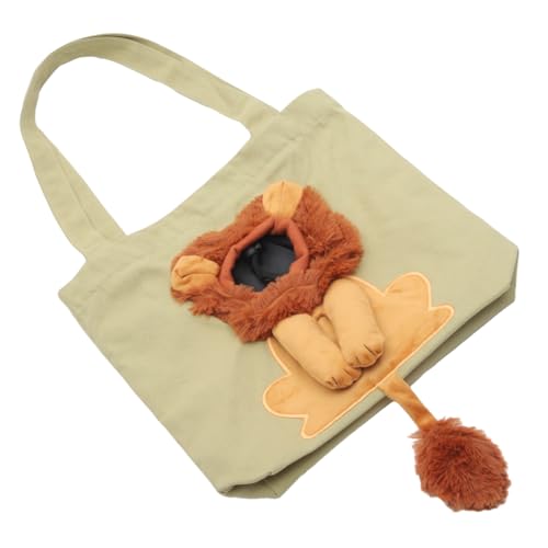Toddmomy Leichte Tragbare Löwenförmige Katzentragetasche aus Canvas mit Schultergurt Atmungsaktiv Geräumig für Kleine Haustiere für Reisen und Outdoor Einsatz von Toddmomy