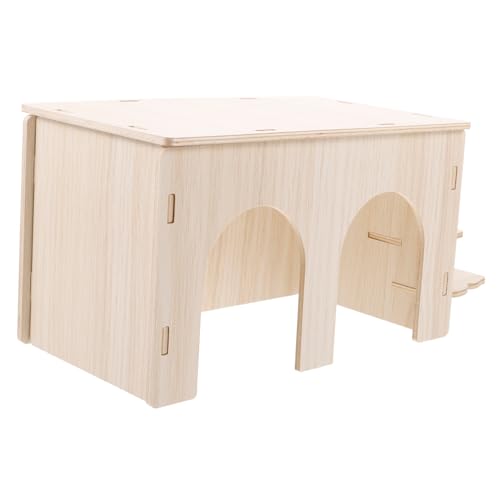 Toddmomy Meerschweinchen Versteckhaus aus Massivem Holz mit Rampe Verschleißfestes Tier Labyrinth für Hamster und Kleine Haustiere Dekoratives Wohnumfeld für Sichere Ruheplätze von Toddmomy