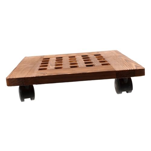 Toddmomy Mobiler Blumentopfständer Rad Künstlich Rollbare Pflanzenständer Mit Rädern Pflanze Auf Rädern Korb Blumenwagen Beweglich Rundes Tablett Pflanzentopfhalter Holz Light Brown von Toddmomy