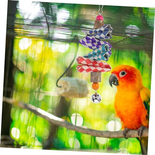 Toddmomy Parakeet Kauspielzeug aus Natürlichem Holz Bunt Geflochtenes Hängespielzeug für Wellensittiche und Kleine Vögel Fördert Beschäftigung und Zahnpflege Dekoratives Vogelkäfig Zubehör von Toddmomy