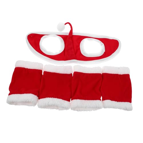Toddmomy Pferdekostüm Zubehör Weihnachten Pferdebeinwickel und Festliche Mütze Pferdeschutz Cosplay Partydekoration für Festliche Anlässe und Paraden von Toddmomy