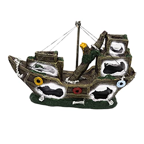Toddmomy Piratenschiff- Piratenschiff Dekoration Kunstharz Dekoration Meerestiere Dekoration Aquarium Aquarium Fisch Tank Schiffswrack Simulation Seerover Kleine Aquariendekoration von Toddmomy