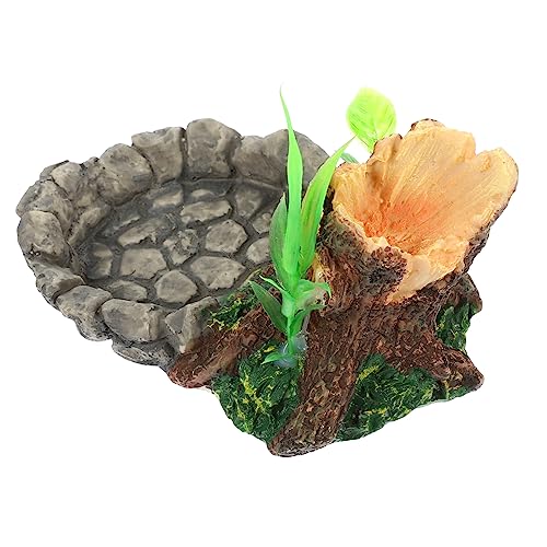 Toddmomy Reptilien Futter und Wasserschale Terrarium Zubehör für Schildkröten mit Simulationsgestein Design für Wasser und Futter und Langlebig für Geckos von Toddmomy