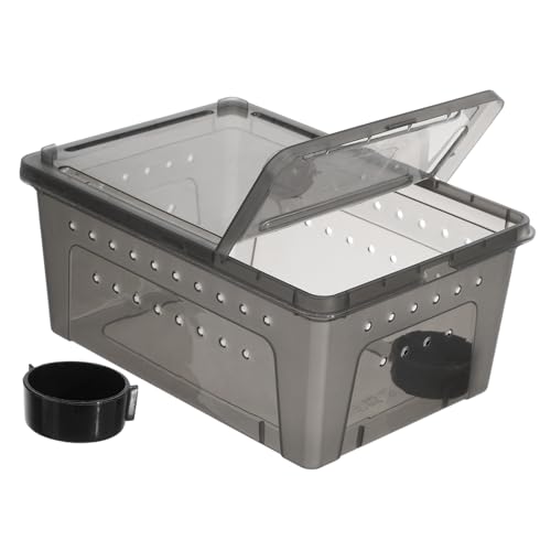 Toddmomy Reptilien Terrarium aus Kunststoff mit Fütterungsbox Teiliges für Kleine Krabbeltiere Belüftung Sicherer Schalter und Hohe Lichtdurchlässigkeit für Gecko von Toddmomy